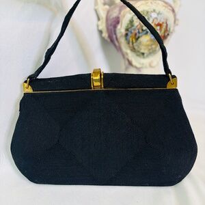 Antique‎ 1940’s Corde Vintage Black Handbag